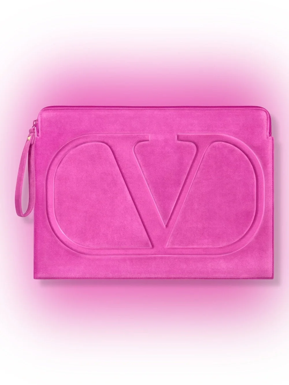 Valentino Hot Pink Embossed V Suede Laptop Sleeve